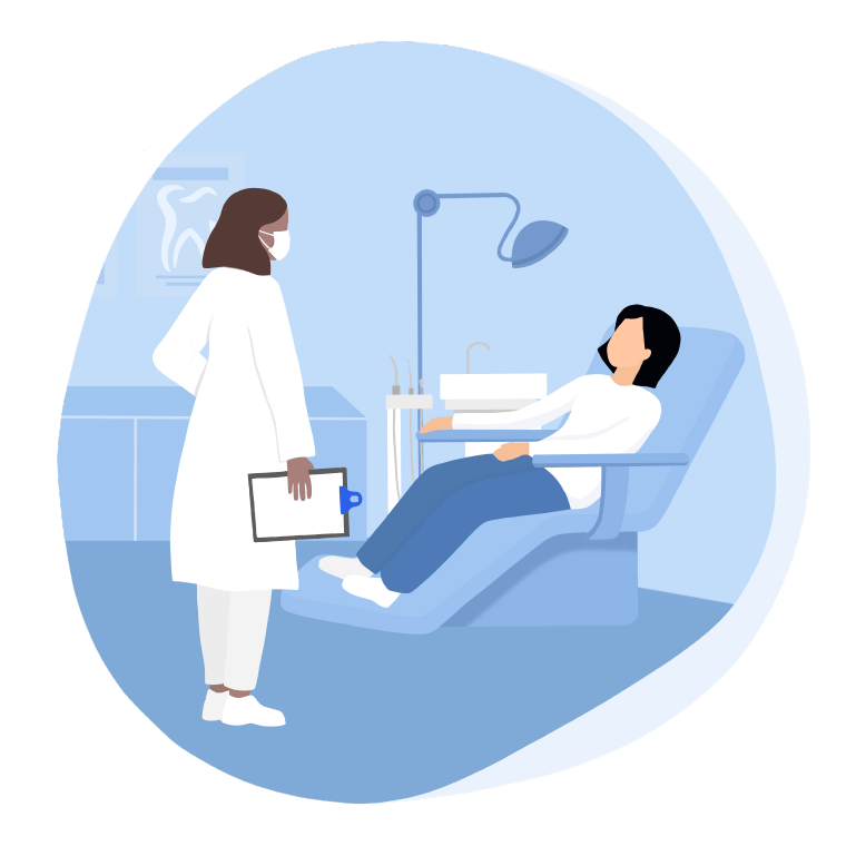 Zahnarzt untersucht Patient.